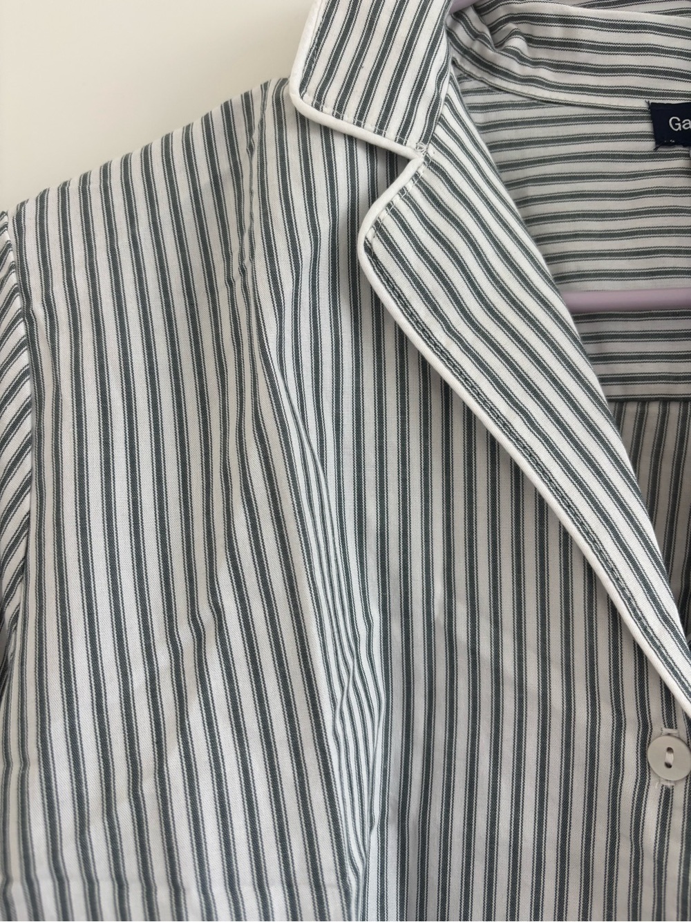 NWT GapBody Green Stripe Button-Up pajama Shirt - Picture 3 of 5